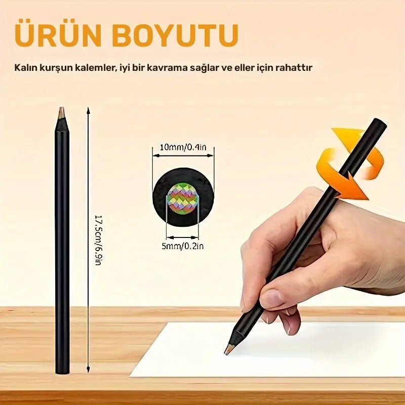 12'li Gökkuşağı Geçişli 2mm Renkli Kurşun Kalem Seti - MAKKA