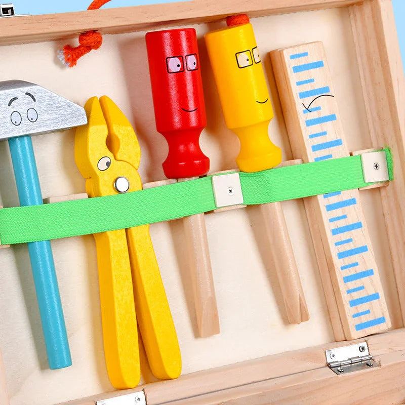 Doğal Ahşap Montessori Alet Kutusu 12 Parça Eğitici Set - MAKKA