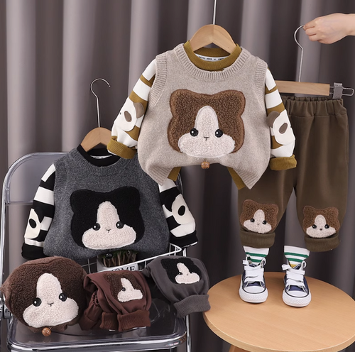 Suya Dayanıklı Peluş Astarlı 3 Parçalı Kışlık Çocuk Takımı