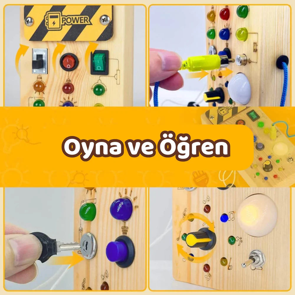 Montessori Ahşap Anahtar Panosu Kilitli Duyu Tahtası Eğitici Oyuncak - MAKKA