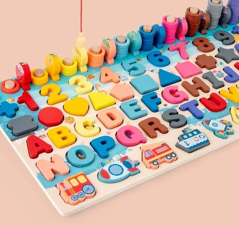 Montessori Ahşap Eğitici Oyuncak - Sayı Şekil Eşleştirme Seti - MAKKA