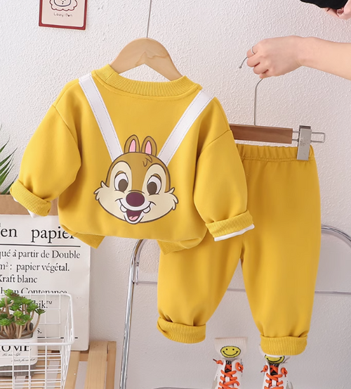 Parlak Sarı Unisex Çocuk Takım Konforlu Kesim 1-5 Yaş Seti