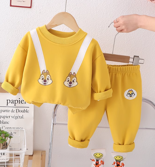 Parlak Sarı Unisex Çocuk Takım Konforlu Kesim 1-5 Yaş Seti