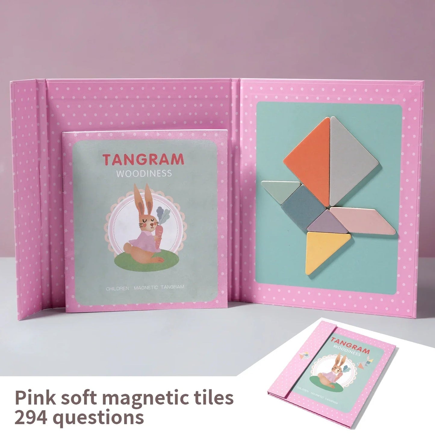 Ahşap Manyetik Tangram Yapboz Kitabı Montessori Taşınabilir Eğitici Oyuncak - MAKKA