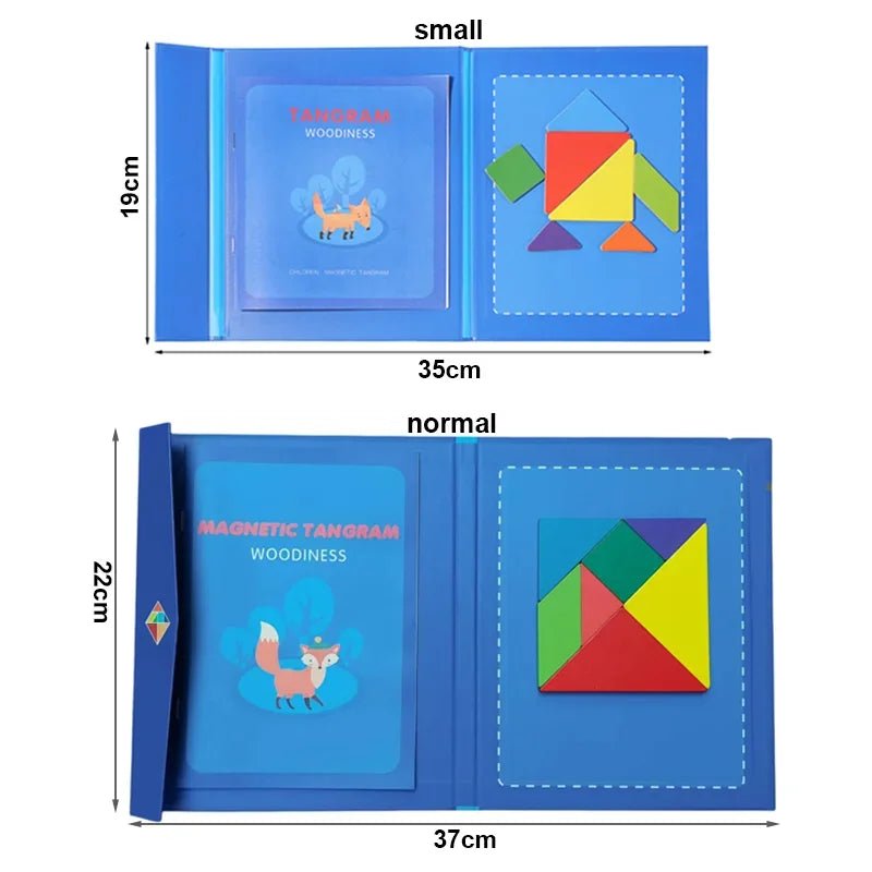 Ahşap Manyetik Tangram Yapboz Kitabı Montessori Taşınabilir Eğitici Oyuncak - MAKKA