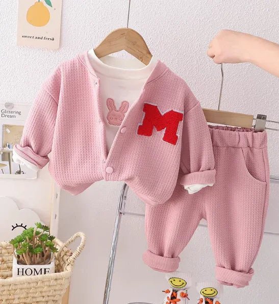 Baskılı Pembe Uzun Kollu Kız Çocuk Takım Pamuklu Rahat - MAKKA