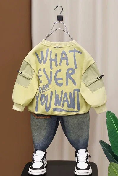 Bej Sweatshirt ve Kot Pantolon Erkek Çocuk Takım 2 - 7 Yaş - MAKKA