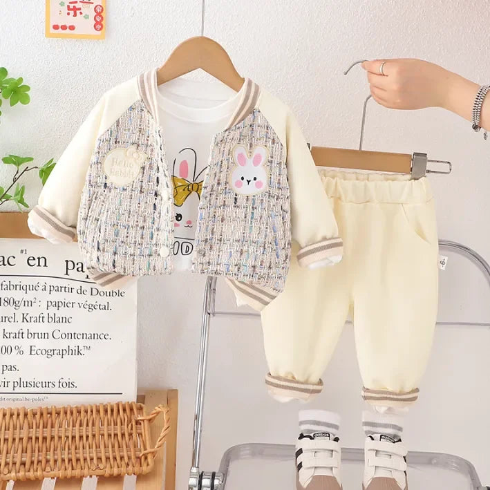 Hello Rabbit Desenli 3 Parça Kız Takımı 1-5 Yaş - MAKKA