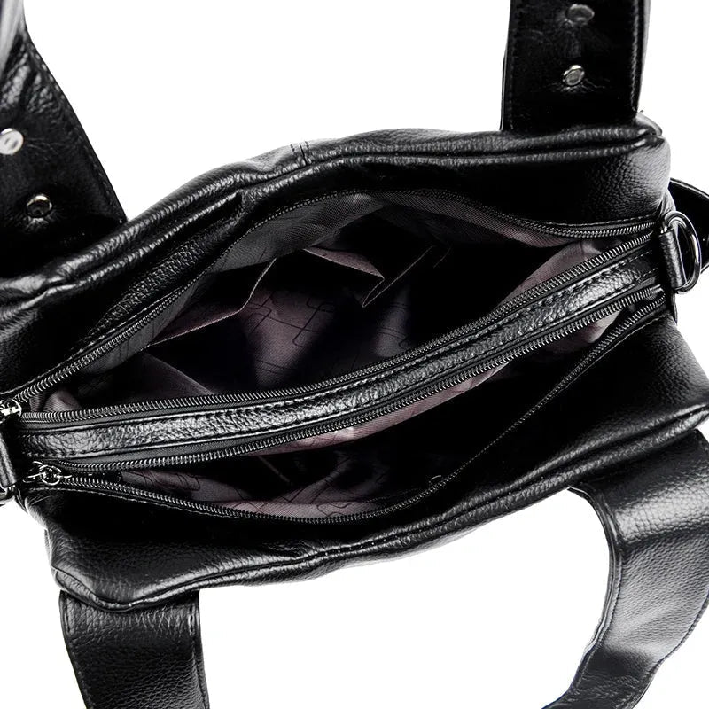 Deri Luxe Kadın Omuz Çantası Mikrofiber Şık Metal - MAKKA