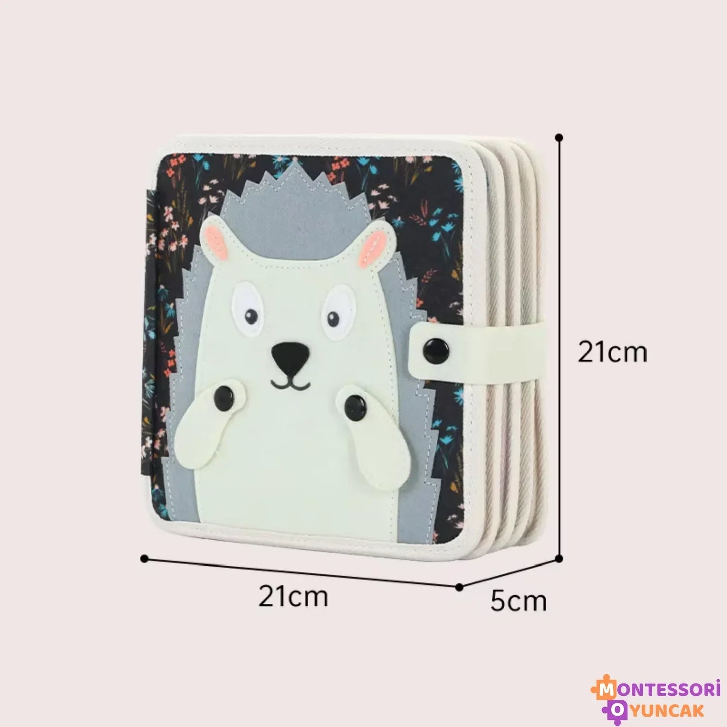 Eğitici Sevimli Kirpi Keçe Kitabı Montessori Duyu ve Motor Oyuncağı - MAKKA