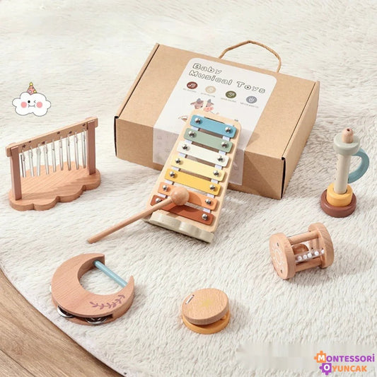 El Yapımı Montessori Ahşap Hediye Seti 6 Parça Eğitici Oyun - MAKKA