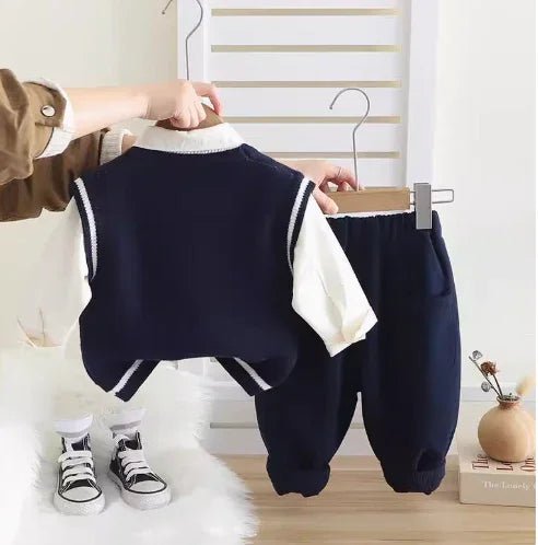 Erkek Çocuk 3 Parça Takım Uzun Kollu Pantolon Yelek - MAKKA