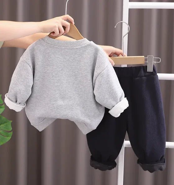 Gri 3D Baskılı Erkek Çocuk Takımı Esnek Rahat 1 - 5 Yaş - MAKKA