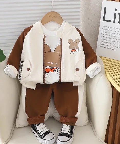 Kahverengi 3 Parça Erkek Çocuk Takımı 1 - 5 Yaş Konforlu - MAKKA