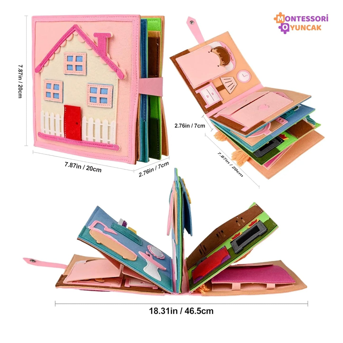 Montessori Keçe Kitabı: Temel İhtiyaçlar Eğitici Duyusal Aktivite Seti - MAKKA