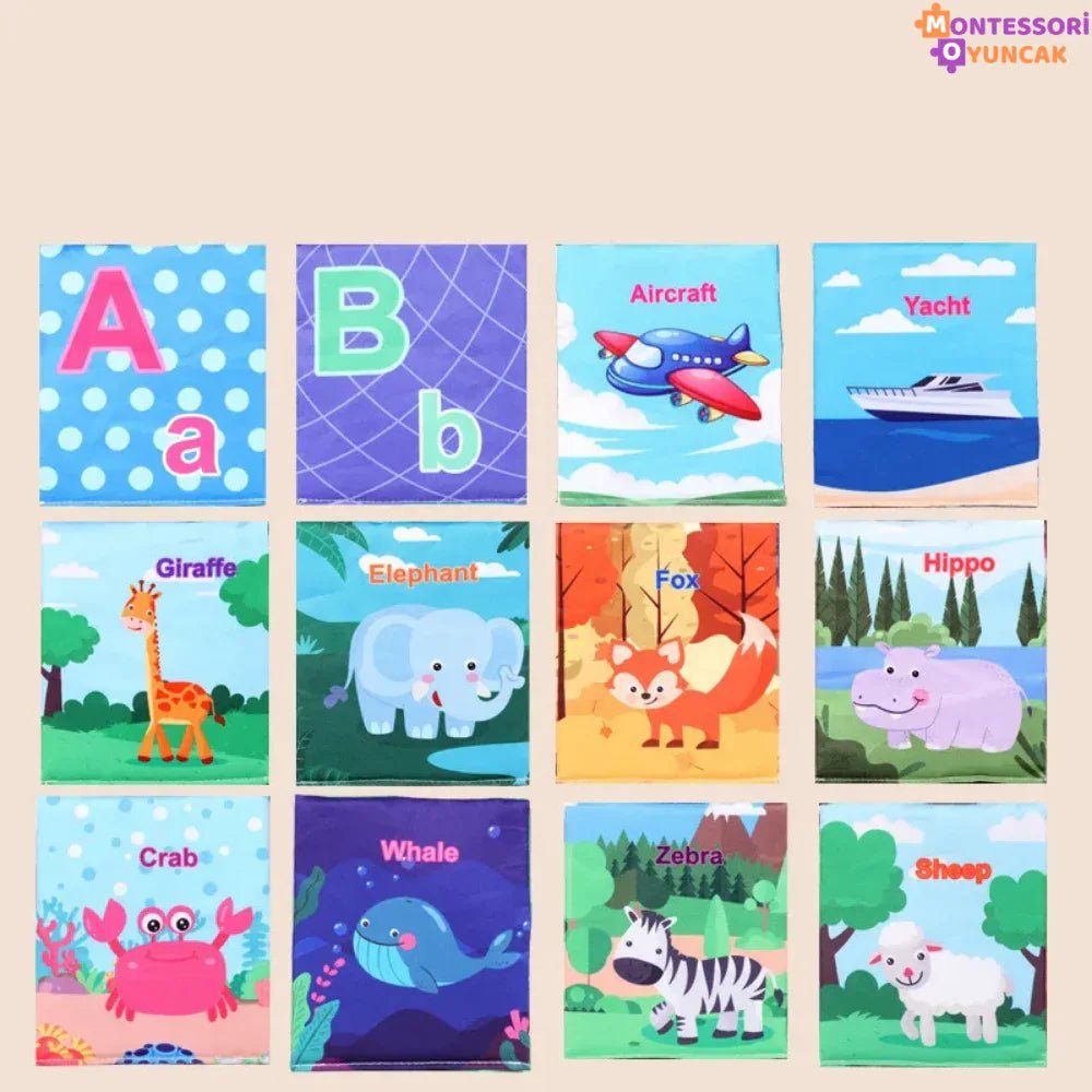 Montessori Yıkanabilir Yumuşak Bez Kitap - Çocuk Bilim Eğitimi Aktiviteli Taşınabilir - MAKKA