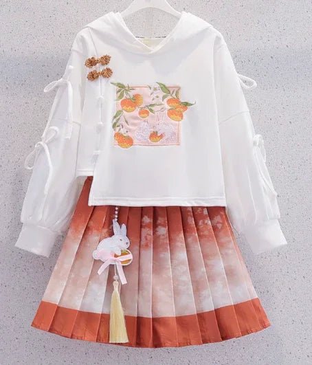 Pamuklu Beyaz Etekli Kız Çocuk Takım 5 - 8 Yaş - MAKKA