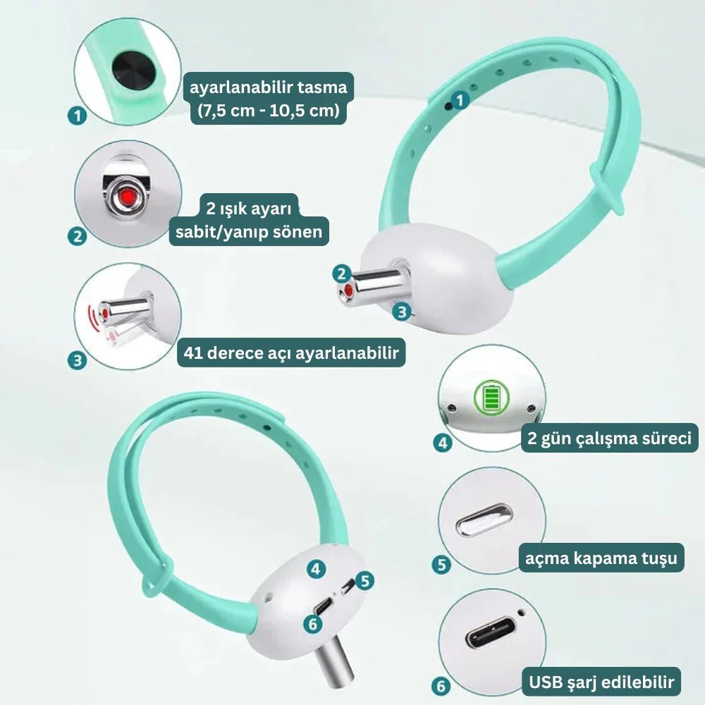 Paw Star LED Işıklı Otomatik Kedi Oyuncağı, Lazer Işık Başlığı - MAKKA