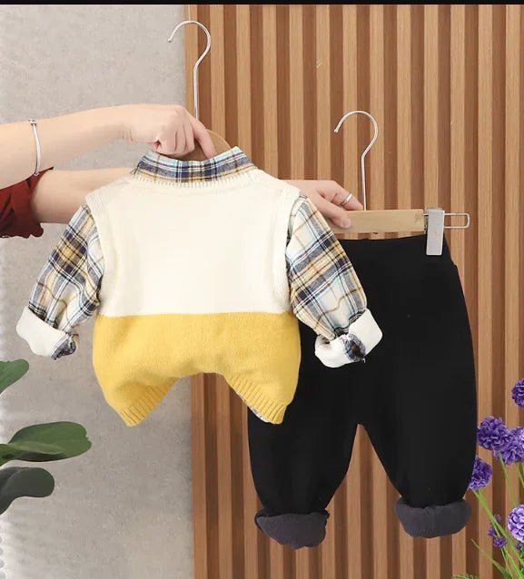 Peluşlu 3 Parçalı Erkek Çocuk Takımı Sıcak Rahat Şık - MAKKA