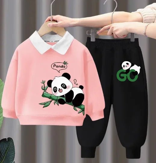 Polo Yaka Pembe - Siyah Kız Çocuk Rahat Pamuklu Takım - MAKKA