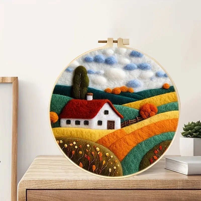 Renkli Ağaç Desenli İğne Keçe Başlangıç Seti 20x20 cm - MAKKA