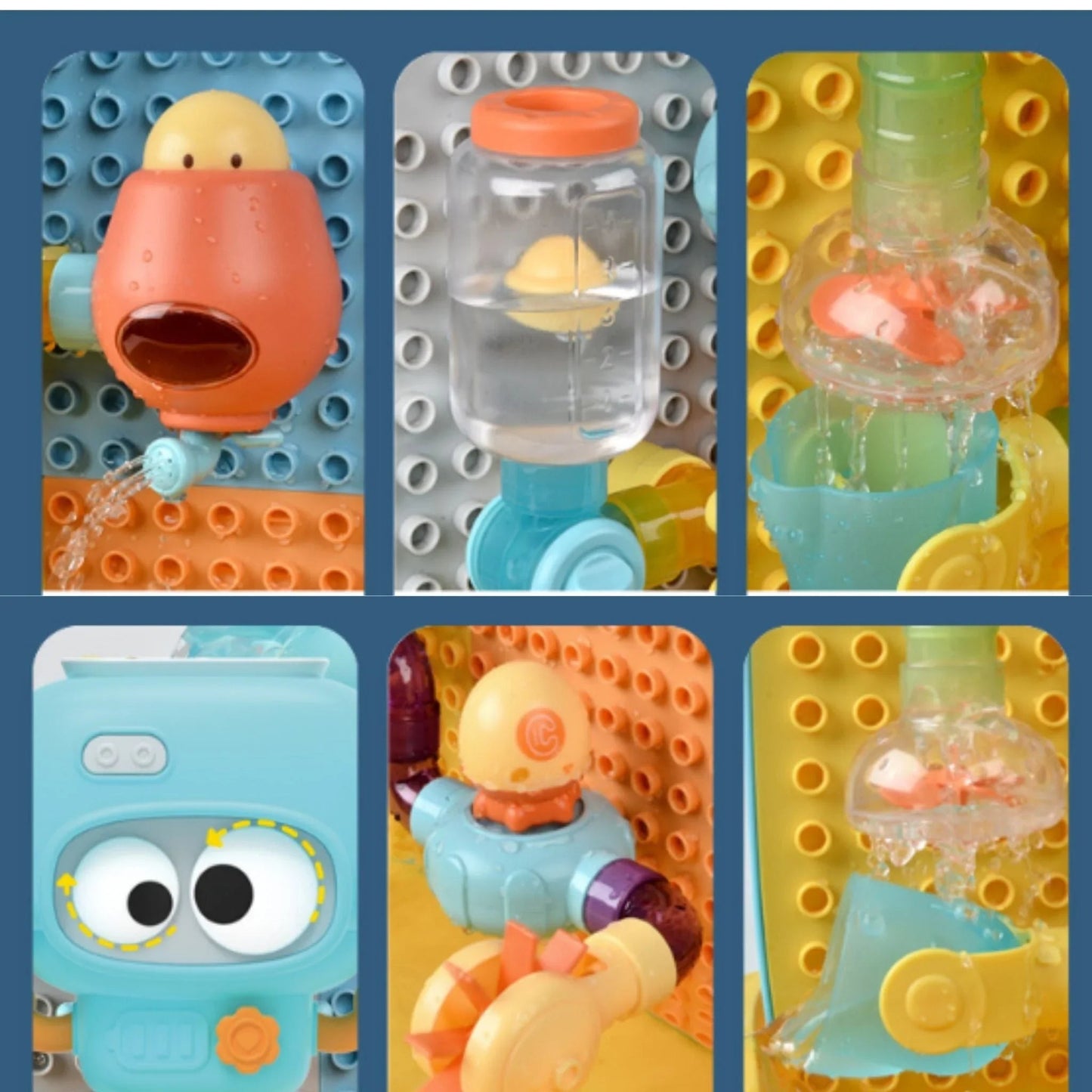 Robot Başlıklı Duvara Monte Banyo Su Oyuncağı 27 Parça Set - MAKKA