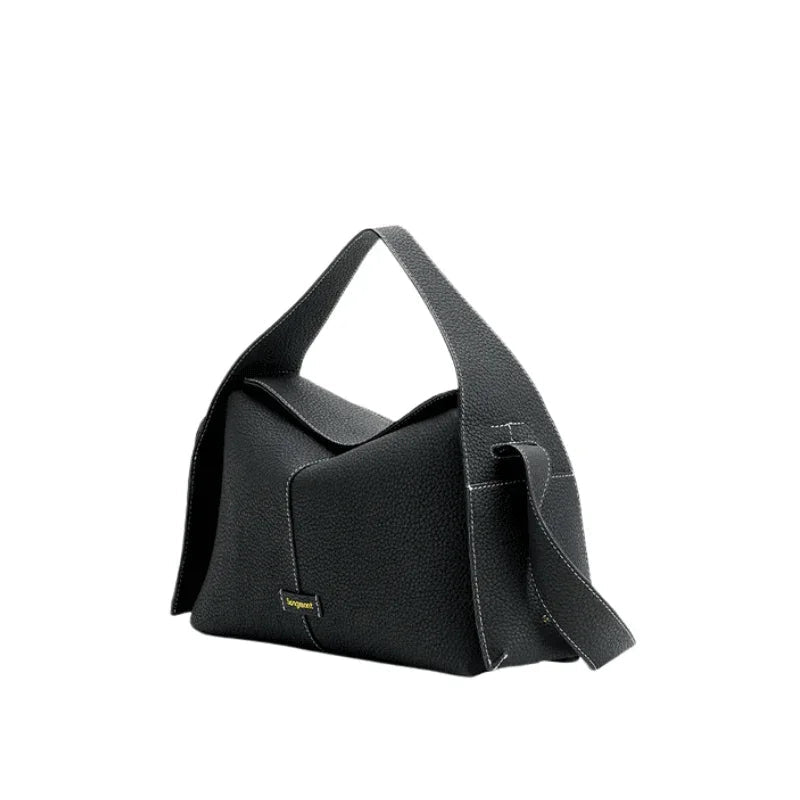 Tam Damarlı Deri Drippa Roof Bag Şık Yapısal Omuz Çantası - MAKKA
