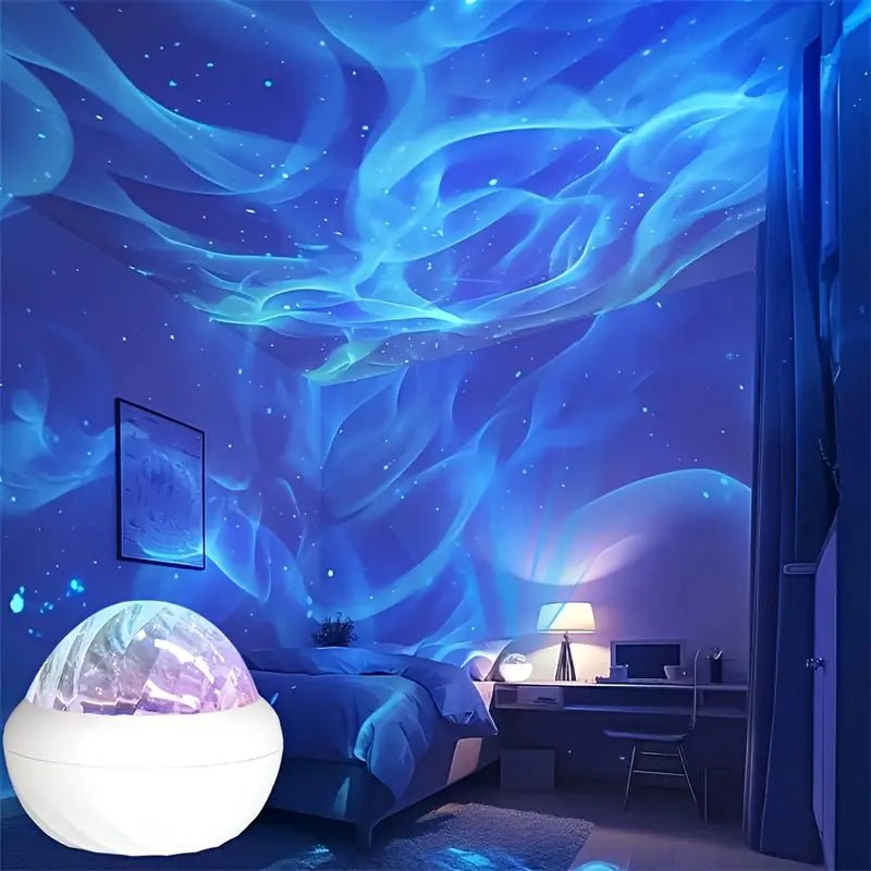 Uzaktan Kumandalı Aurora Yıldız Projeksiyonu USB LED Mavi Mor Atmosferik - MAKKA