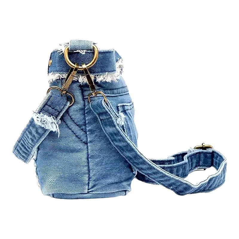 Vintage Perçin Detaylı Denim Kadın Omuz Çantası Büyük Tote - MAKKA