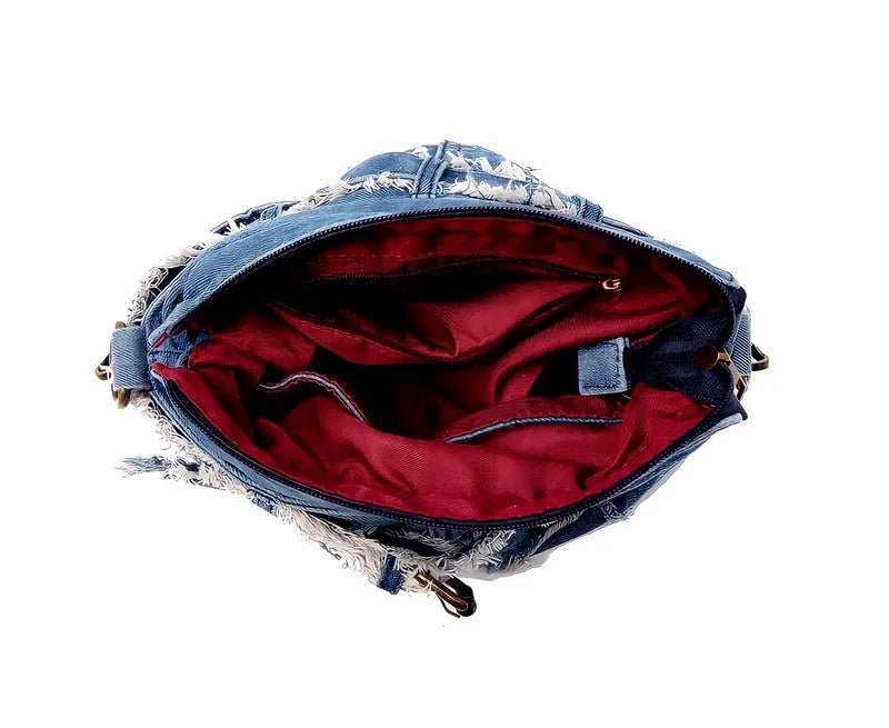 Vintage Perçin Detaylı Denim Kadın Omuz Çantası Büyük Tote - MAKKA