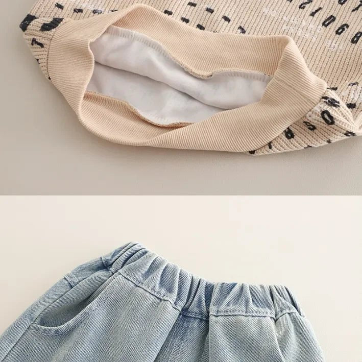 1 - 5 Yaş Erkek Rakam Baskılı Sweat ve Esnek Kot Takımı - MAKKA