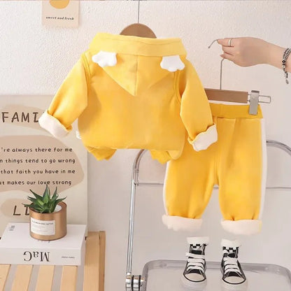 1 - 5 Yaş Kız 3 Parça Kapüşonlu Pamuklu Rahat Günlük Takım - MAKKA