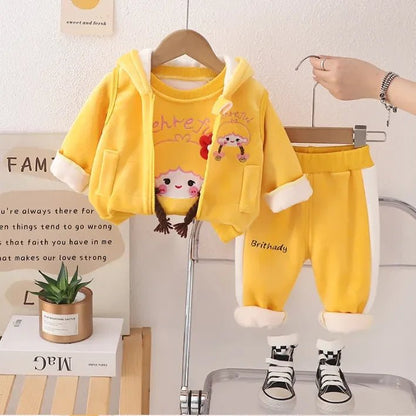 1 - 5 Yaş Kız 3 Parça Kapüşonlu Pamuklu Rahat Günlük Takım - MAKKA