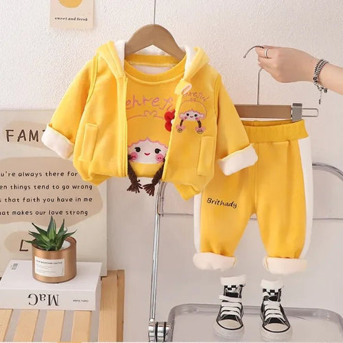 1 - 5 Yaş Kız 3 Parça Kapüşonlu Pamuklu Rahat Günlük Takım - MAKKA