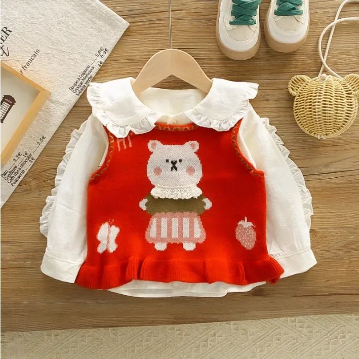 1 - 5 Yaş Kız Ayıcık İşlemeli Dantelli Jean Etekli Takım - MAKKA