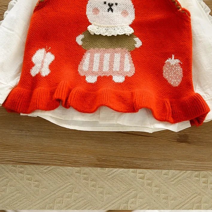 1 - 5 Yaş Kız Ayıcık İşlemeli Dantelli Jean Etekli Takım - MAKKA