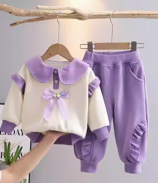 1 - 5 Yaş Kız Çocuk Mor Pamuklu Alt Üst Rahat Takım - MAKKA
