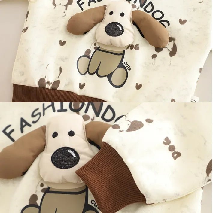 1 - 5 Yaş Köpek Desenli 2 Parça Çocuk Takımı Esnek Bel - MAKKA