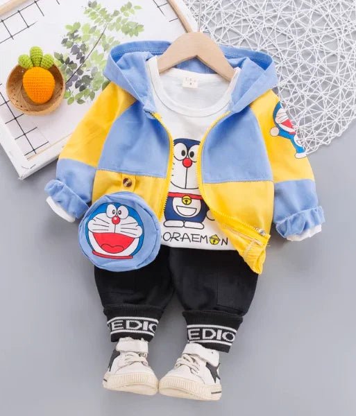 %100 Pamuk 3 Parçalı Çocuk Takım Düğmeli Uzun Kollu Esnek - MAKKA