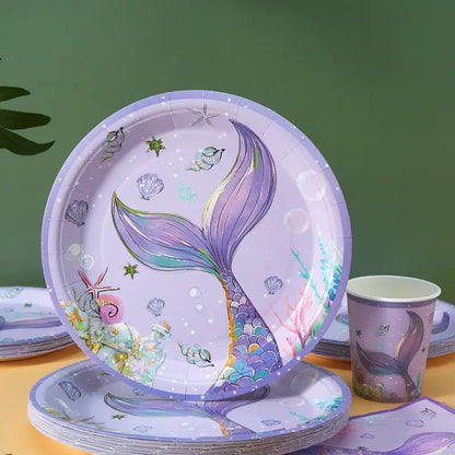 100'lü Mor Balık Kuyruğu Tek Kullanımlık Parti Servis Seti - MAKKA