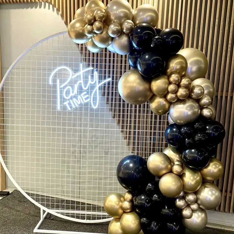 101 Parça Siyah Altın Balon Garland Seti Kendinden Yapışkanlı - MAKKA