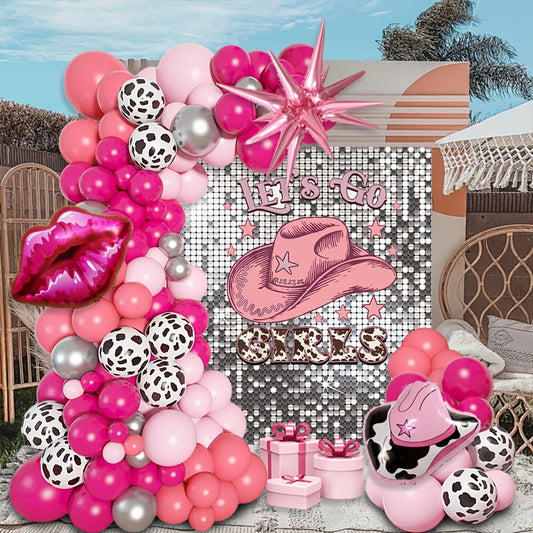 105 Parça Kovboy Altın Balon Zinciri Parti Süslemeleri Seti - MAKKA