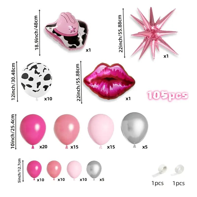 105 Parça Kovboy Altın Balon Zinciri Parti Süslemeleri Seti - MAKKA