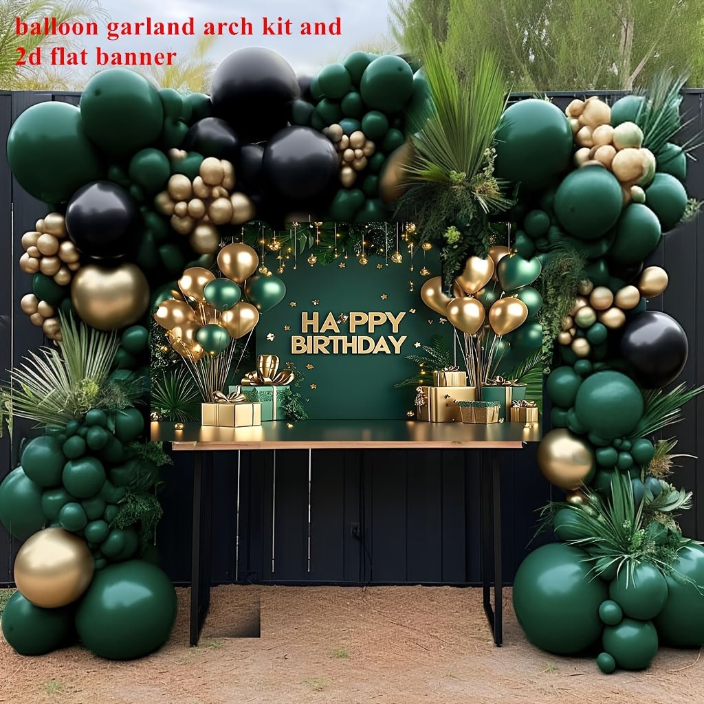 105 Parça Koyu Yeşil ve Altın Metalik Balon Kemer Takımı - MAKKA