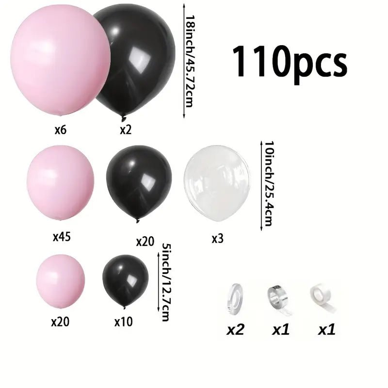 110 Parça Siyah ve Altın Balon Zinciri Parti Dekoru - MAKKA