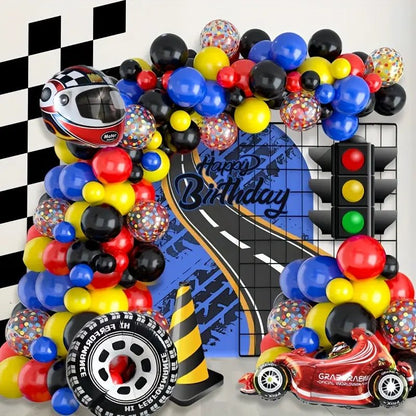 110 Parça Yarış Temalı Parti Seti Sarı Mavi Kırmızı - MAKKA