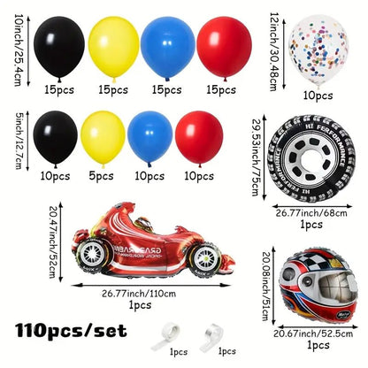 110 Parça Yarış Temalı Parti Seti Sarı Mavi Kırmızı - MAKKA
