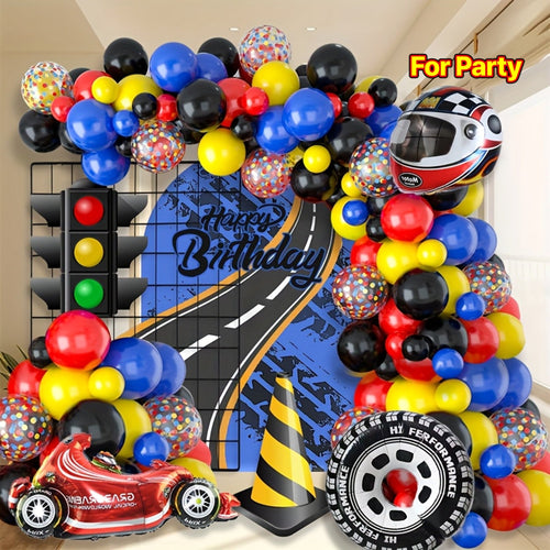 110 Parça Yarış Temalı Parti Seti Sarı Mavi Kırmızı - MAKKA