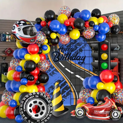 110 Parça Yarış Temalı Parti Seti Sarı Mavi Kırmızı - MAKKA