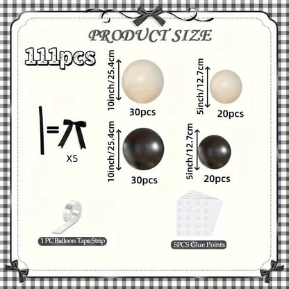 111 Parça Siyah Fiyonklu DIY Balon Çelenk Parti Seti - MAKKA